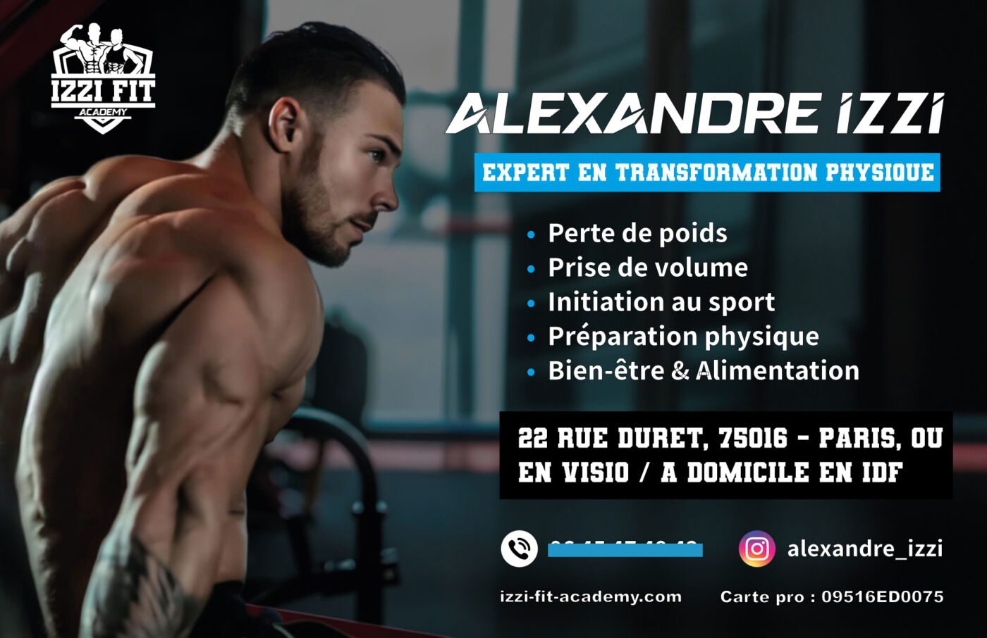 Carte de visite – Alexandre IZZI | IZZI FIT ACADEMY Création carte de visite : IZZI FIT ACADEMY