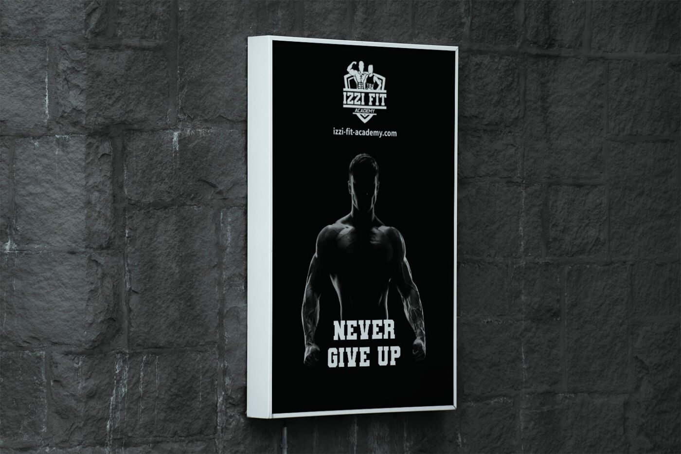 Poster IZZI FIT ACADEMY – Never Give Up Création affiche : IZZI FIT ACADEMY